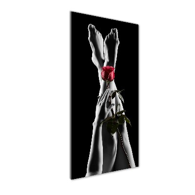Quadro in vetro verticale Rosa e piedi