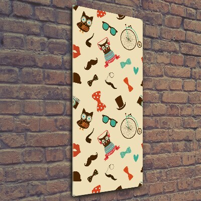 Quadro vetro verticale Occhiali da ciclista a forma di gufo