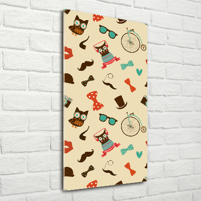 Quadro vetro verticale Occhiali da ciclista a forma di gufo