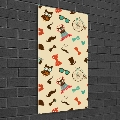 Quadro vetro verticale Occhiali da ciclista a forma di gufo