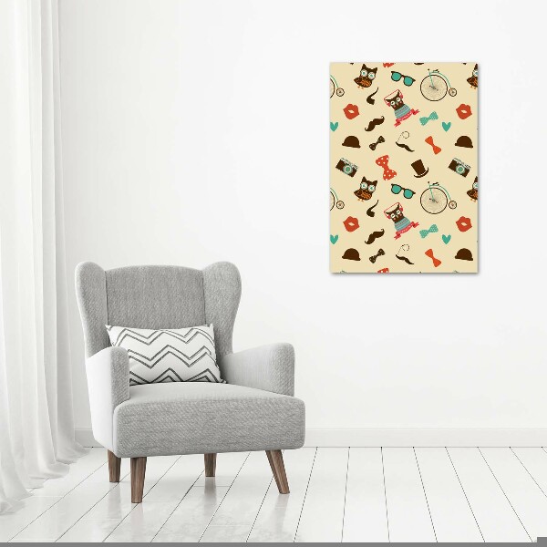 Quadro vetro verticale Occhiali da ciclista a forma di gufo