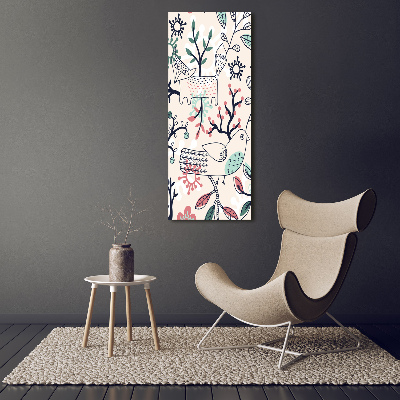Quadro di vetro verticale Animali e fiori