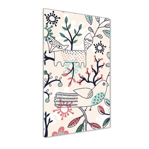 Quadro di vetro verticale Animali e fiori