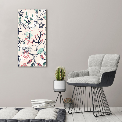 Quadro di vetro verticale Animali e fiori