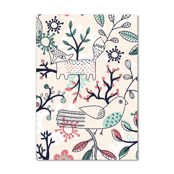 Quadro di vetro verticale Animali e fiori