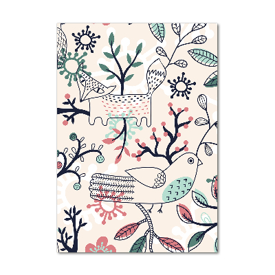 Quadro di vetro verticale Animali e fiori