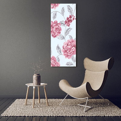 Quadro di vetro verticale Peonie