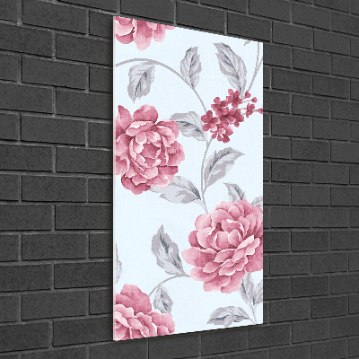 Quadro di vetro verticale Peonie