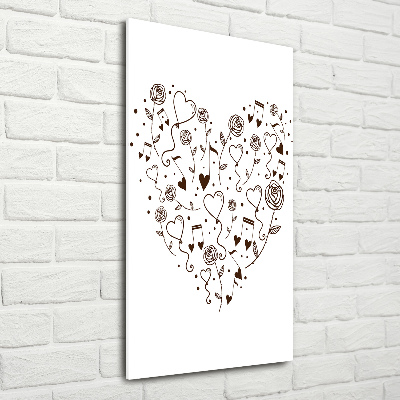 Quadro di vetro verticale Cuore