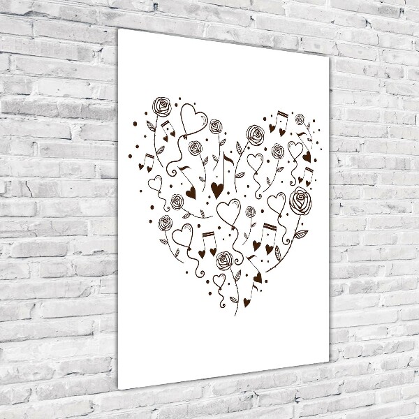 Quadro di vetro verticale Cuore