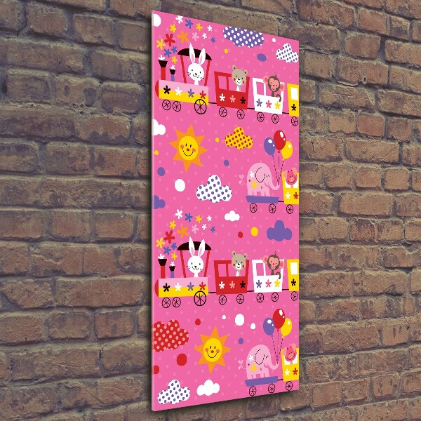 Quadro in vetro verticale Treno Felice