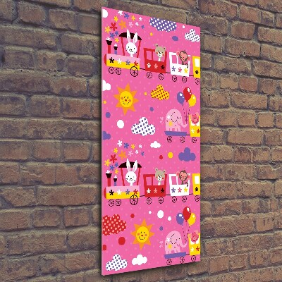 Quadro in vetro verticale Treno Felice