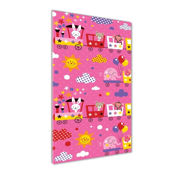 Quadro in vetro verticale Treno Felice