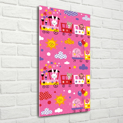 Quadro in vetro verticale Treno Felice