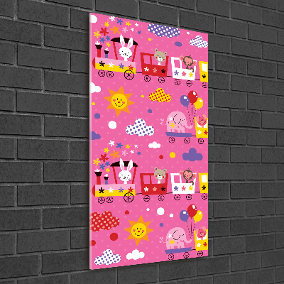 Quadro in vetro verticale Treno Felice