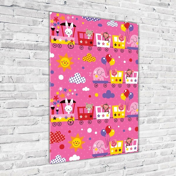 Quadro in vetro verticale Treno Felice