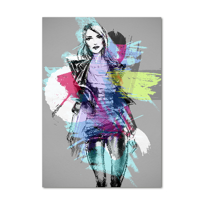 Quadro stampa su vetro verticale Donna astratta