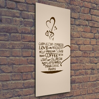 Quadro vetro verticale Una tazza di caffè