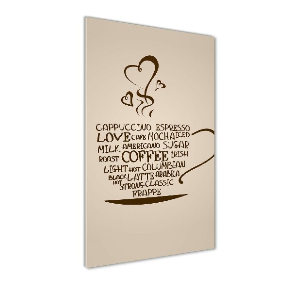 Quadro vetro verticale Una tazza di caffè