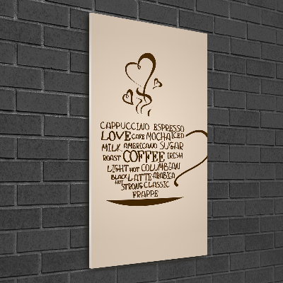 Quadro vetro verticale Una tazza di caffè