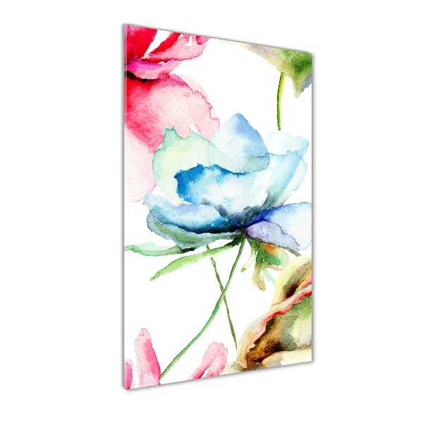 Quadro vetro verticale Papaveri