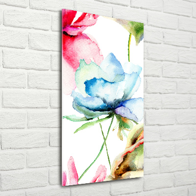 Quadro vetro verticale Papaveri