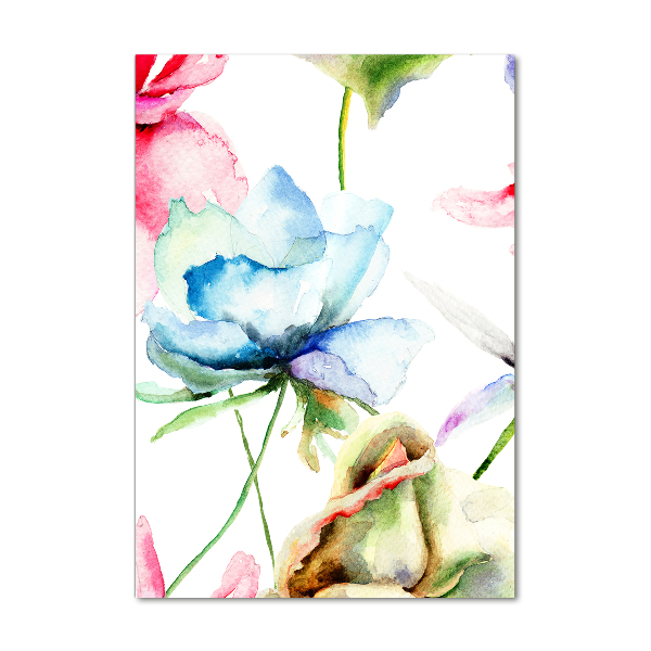 Quadro vetro verticale Papaveri