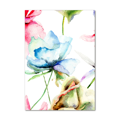 Quadro vetro verticale Papaveri