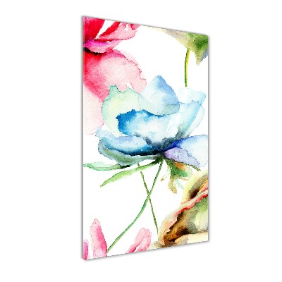 Quadro vetro verticale Papaveri