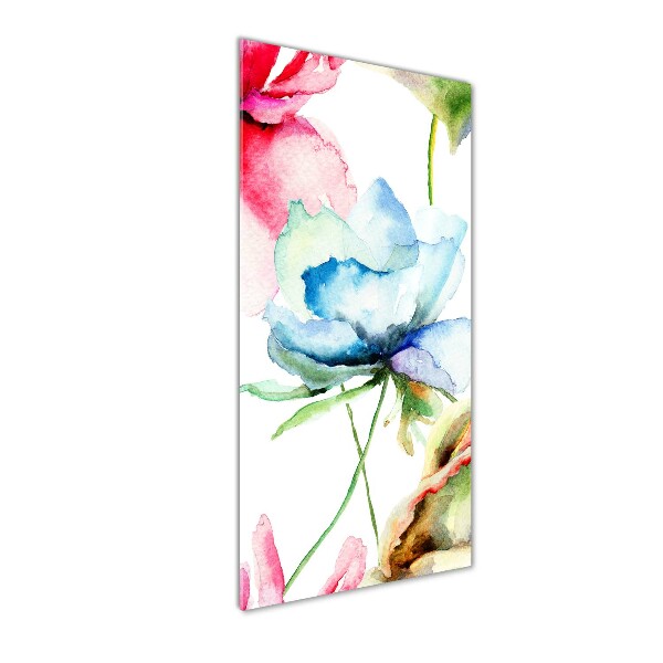 Quadro vetro verticale Papaveri