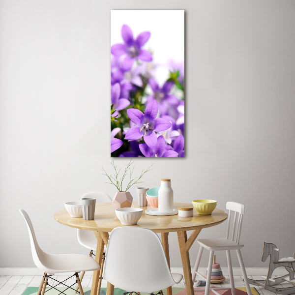 Quadro di vetro verticale Campanelle viola