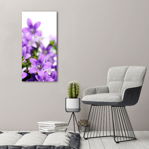 Quadro di vetro verticale Campanelle viola