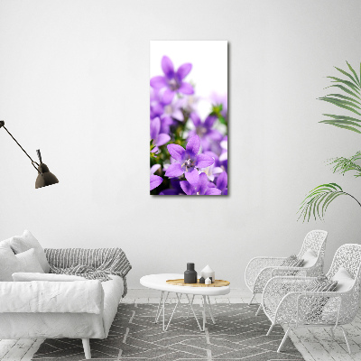 Quadro di vetro verticale Campanelle viola