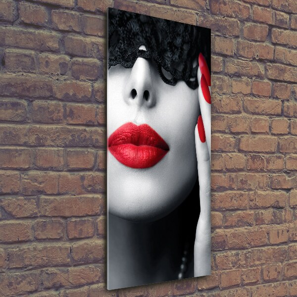 Quadro di vetro verticale Maschera di pizzo