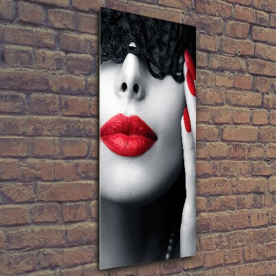 Quadro di vetro verticale Maschera di pizzo