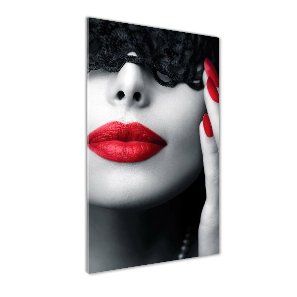 Quadro di vetro verticale Maschera di pizzo