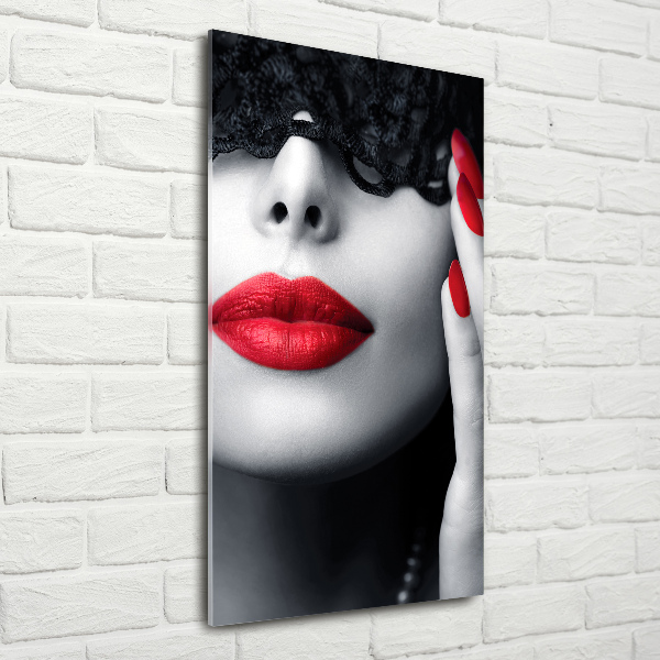 Quadro di vetro verticale Maschera di pizzo