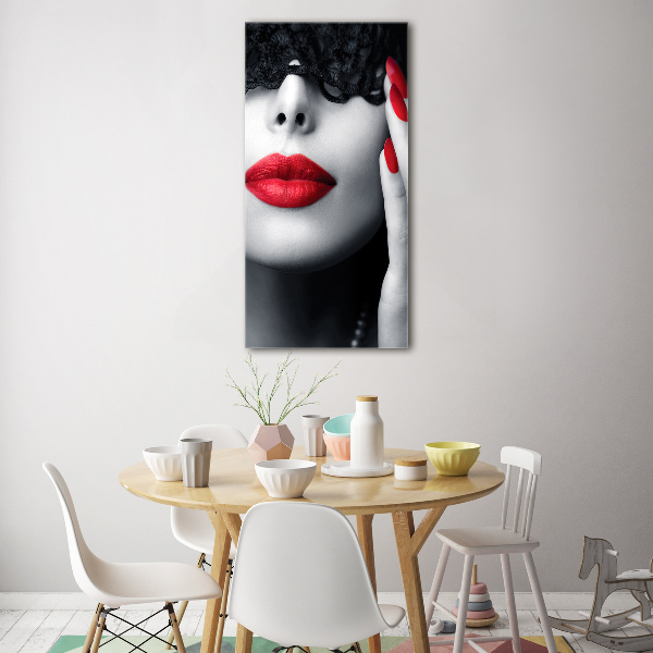 Quadro di vetro verticale Maschera di pizzo