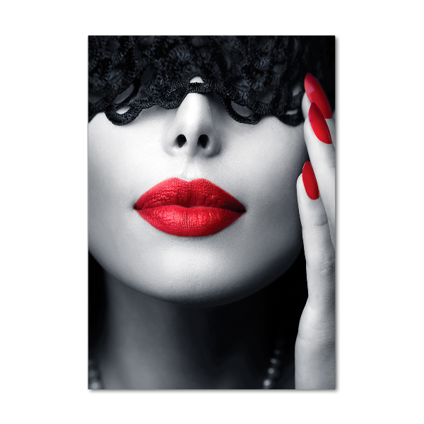 Quadro di vetro verticale Maschera di pizzo