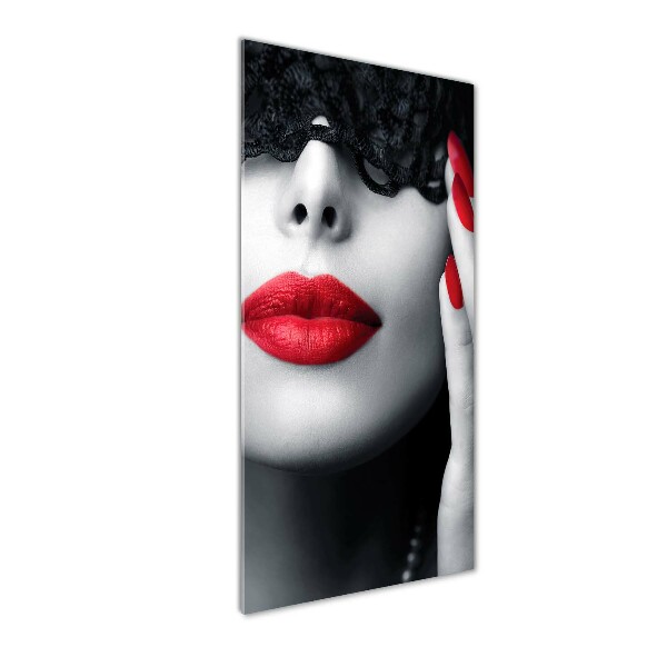 Quadro di vetro verticale Maschera di pizzo