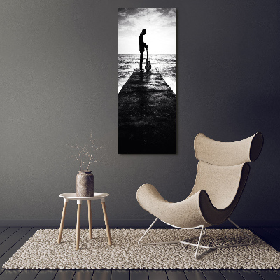 Quadro vetro verticale Chitarrista sul molo