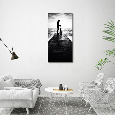 Quadro vetro verticale Chitarrista sul molo