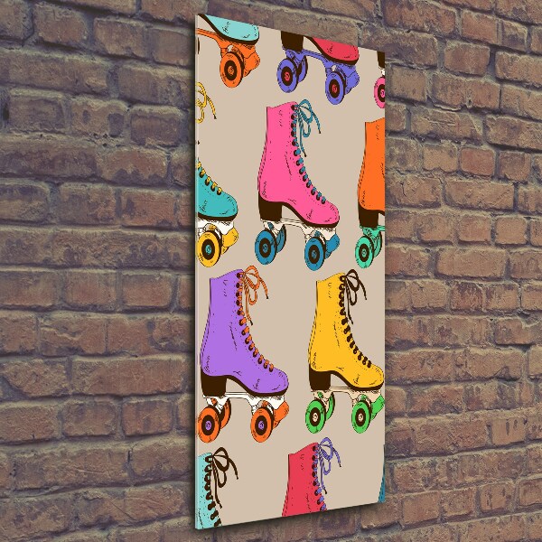 Quadro vetro verticale Pattini a rotelle colorati