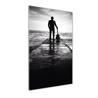 Quadro in vetro verticale Chitarrista sul molo