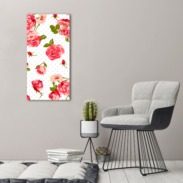 Quadro in vetro verticale Rose selvatiche