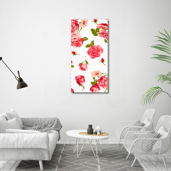 Quadro in vetro verticale Rose selvatiche