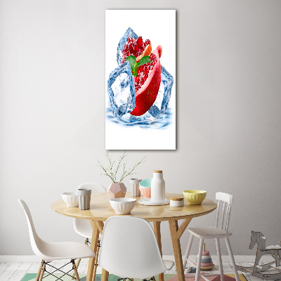 Quadro in vetro verticale Melograno e ghiaccio