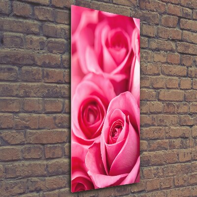 Quadro vetro verticale Rose rosa