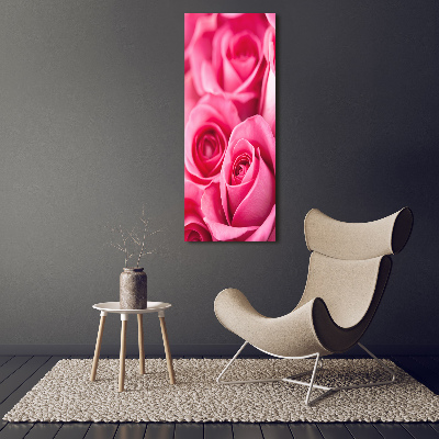 Quadro vetro verticale Rose rosa