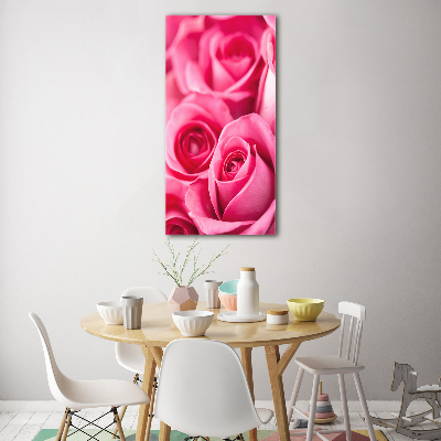 Quadro vetro verticale Rose rosa